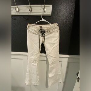 True Religion white Flared denim low-low rise jeans